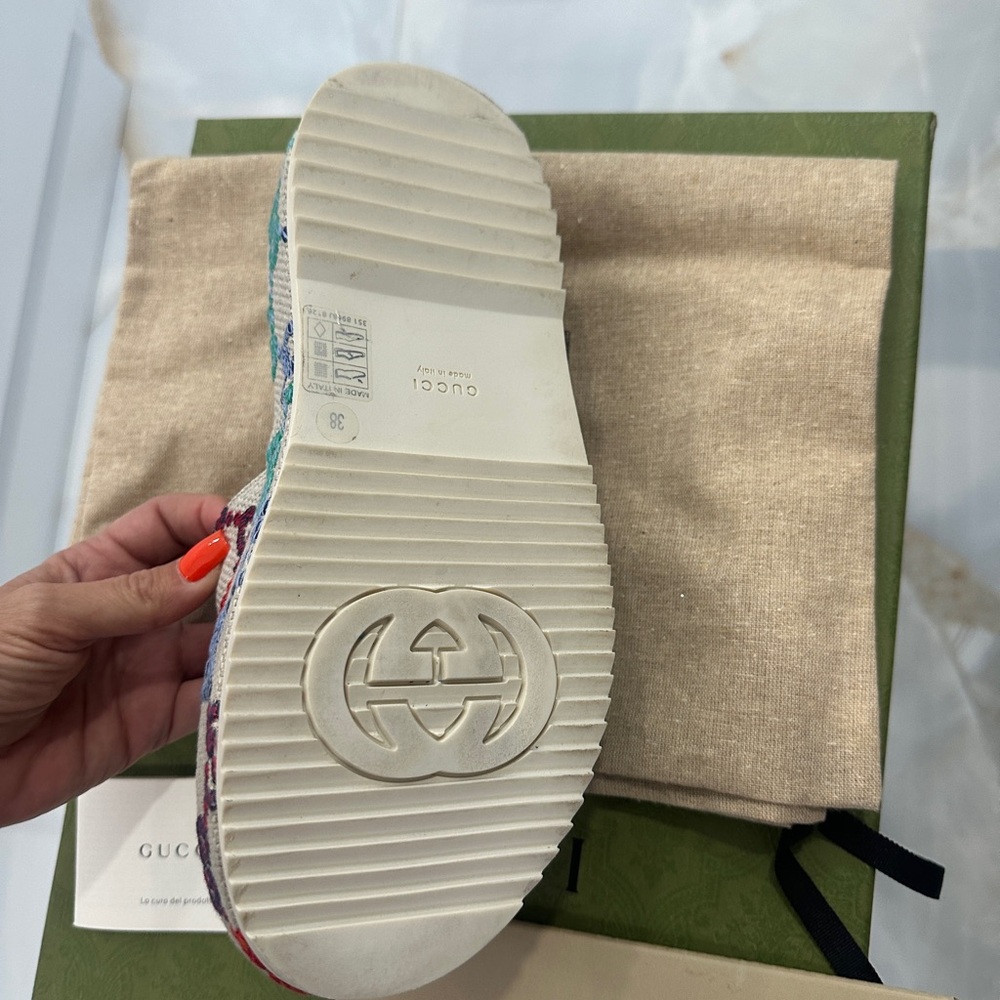 Gucci Multicolor GG Canvas Platform Slide Sandals - Picture 3 of 4